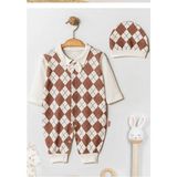 Bamoola %100 Pamuk Premium 2’li Bebek Tulum Seti (Tulum + Şapka) - Lacivert - 6 - 9 Ay