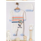 Bamoola %100 Pamuk Premium 2’li Bebek Tulum Seti (Tulum + Şapka) - Mavi - 6 - 9 Ay