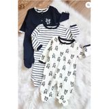 Bamoola %100 Pamuklu Panda Desenli 3'Lü Patikli Tulum (Kız - Erkek - Yenidoğan) Panda 0-3 Ay
