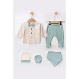 Bamoola for Babies Organik Erkek Bebek Papyon Desenli 5'li Tulum Hastane Çıkışı Yenidoğan Kıyafet Mama Önlüğü
