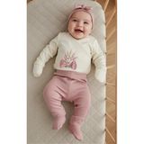 Bamoola for Babies Organik Kız Bebek Çiçek Desenli 5'li Tulum Hastane Çıkışı Yenidoğan Kıyafet Mama Önlüğü