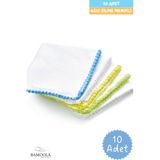 Bamoola Organik Pamuklu Bebek Ağız Silme Mendil 10'lu Bebek (ERKEK)