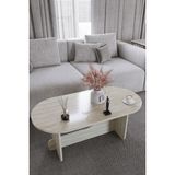 BAMOSA Liora Traverten Dokulu Oval Orta Sehpa – 104*54cm Minimal Modern Tasarım