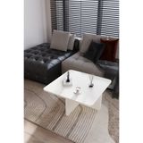 BAMOSA Mirael Bej Dokulu Kare Orta Sehpa – 73*73cm Minimal Modern Tasarım