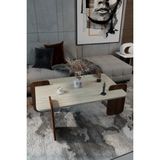 Bamosa Norex Traverten Dokulu Oval Orta Sehpa – 104*54CM Minimal Modern Tasarım