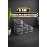 BAMPLAST 10'lu Şeffaf Erkek Ayakkabı Saklama Kutusu – Hava Delikli, İstiflenebilir Organizer