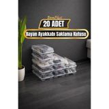 BAMPLAST 20'li Şeffaf Kadın Ayakkabı Saklama Kutusu – Hava Delikli, İstiflenebilir Organizer