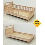 Bamy Doğal Kayın Ağacı Dönüşebilir Montessori Karyola 90X120 cm - Ahşap - 90 x 200 cm