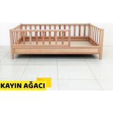 Bamy Doğal Kayın Ağacı Kemerli Montessori Karyola 100x200 cm - Ahşap - 100 x 200 cm