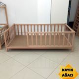 Bamy Doğal Kayın Ağacı Montessori Karyola 80x160 cm - Ahşap - 80 x 160 cm