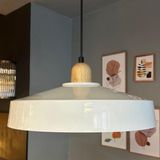 Bamyum Açe Beyaz Tekli Kalın Ahşap Başlık Avize Retro Sarkıt Ofis Showroom Salon Mutfak Avizeleri