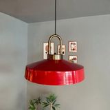 Bamyum Açe Kırmızı Eskitme Kilit Kafa Tekli Avize Retro Sarkıt Ofis Showroom Salon Mutfak Avizeleri