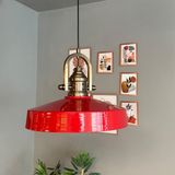 Bamyum Açe Kırmızı Tekli Delikli Eskitme Başlık Avize Retro Sarkıt Ofis Showroom Salon Mutfak Avizeleri