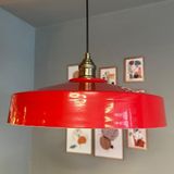 Bamyum Açe Kırmızı Tekli Eskitme Lale Başlık Avize Retro Sarkıt Ofis Showroom Salon Mutfak Avizeleri