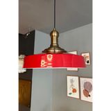 Bamyum Açe Kırmızı Tekli Eskitme Uzun Tokmak Başlık Avize Retro Sarkıt Ofis Showroom Salon Mutfak Avizeleri