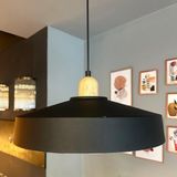 Bamyum Açe Siyah Tekli Kalın Ahşap Başlık Avize Retro Sarkıt Ofis Showroom Salon Mutfak Avizeleri