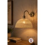 Bamyum Bohem Krem Recycle İplik Jüt El Yapımı Metal Eskitme Gövde Aplik Duvar Lambası Modern Otel Cafe Vintage Salon Yatak Odası Merdiven Retro