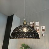 Bamyum Bohem Recycle Iplik Jüt El Yapımı Siyah Iplik Eskitme Lale Başlık Tekli Avize