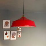 Bamyum Carmelo Kırmızı Tekli Avize Eskitme Yarım Lale Başlık Retro Sarkıt Lamba Restoran Salon Aydınlatma
