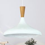 Bamyum Champion Beyaz Iç Beyaz Ahşap Huni Tekli Avize Sarkıt Salon Mutfak Butik Lamba