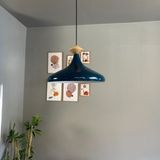 Bamyum Deniz Yeşili Tekli Avize Topaç Ahşap Başlık Sarkıt Salon Mutfak Cafe Pastane Lamba Aydınlatma - 1