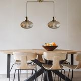 Bamyum Elegant Cam Bal Rengi Ikili Metal Çubuk Avize Eskitme Tokmak Başlık Sarkıt Lamba Salon Aydınlatma