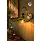 Bamyum Flora Yeşil Cam Aplik Duvar Lambası Modern Otel Cafe Vintage Salon Yatak Odası Merdiven Retro