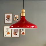Bamyum Kırmızı Tekli Avize Kalın Ahşap Boncuk Sarkıt Salon Mutfak Pastane Lamba Aydınlatma Avizeler - 1