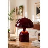 Bamyum Line Abajur Parlak Vişne Metal Gövdeli - 25 cm Çap - Oturma Odası & Yatak Odası & Salon Aydınlatma Masa Lambası Dekoratif