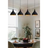 Bamyum Modern Siyah Metal Dörtlü Uzun Sarkıt Avize E27 Salon Yemek Masası