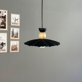 Bamyum Moriva Siyah Metal Avize Ahşap Şapka Başlık Tekli Rustik Cafe Modern Sarkıt Aydınlatma
