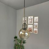 Bamyum Oria Bal Rengi Cam Tekli Avize Eskitme Uzun Lale Başlık Retro Sarkıt Lamba Salon Aydınlatma - Bal Cam