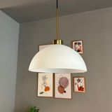 Bamyum Perry Beyaz Cam Tekli Avize Ince Eskitme Başlık Retro Sarkıt Lamba Restoran Salon Aydınlatma - İnce Eskitme Başlık