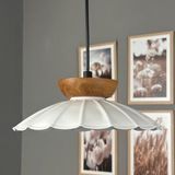 Bamyum Risso Beyaz Ahşap Tabak Tekli Metal Avize Cafe Mutfak Modern Dekoratif Sarkıt Aydınlatma