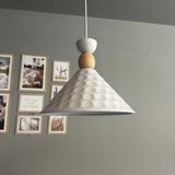 Bamyum Rumy Beyaz Tekli Avize Ahşap Kafa Başlık Sarkıt Ofis Showroom Salon Mutfak Avizeleri