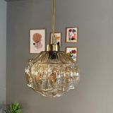 Bamyum Şila Cam Bal Rengi Tekli Avize Ince Eskitme Başlık Retro Sarkıt Lamba Salon Aydınlatma