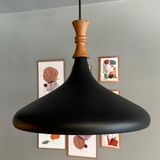 Bamyum Siyah Uzun Piyon Ahşap Tekli Avize Sarkıt Salon Mutfak Cafe Butik Lamba Aydınlatma Avizeler - 1