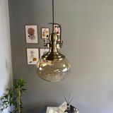 Bamyum Solvia Cam Bal Rengi Tekli Avize Eskitme Başlık Retro Sarkıt Lamba Salon Aydınlatma