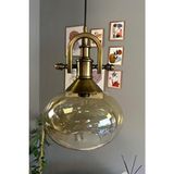 Bamyum Solvia Cam Bal Rengi Tekli Avize Gemici Eskitme Başlık Retro Sarkıt Lamba Salon Aydınlatma - 1 - Bej