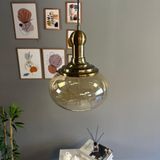 Bamyum Solvia Cam Bal Rengi Tekli Avize Uzun Eskitme Tokmak Başlık Retro Sarkıt Lamba Salon Aydınlatma