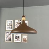 Bamyum Sütlü Kahve Ahşap Şapka Tekli Avize Sarkıt Salon Mutfak Cafe Butik Lamba Aydınlatma Avizeler - 1