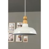 Bamyum Veluna Beyaz Tekli Kalın Ahşap Boncuk Başlık Avize Retro Sarkıt Showroom Salon Mutfak Avizeleri