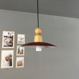 Bamyum Zetra Vişne Çürüğü Metal Avize Tekli Kalın Ahşap Boncuk Başlık Modern Dekoratif Sarkıt Aydınlatma