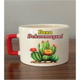 Bana Dokunmayın Yazılı Fincan Kupa Bardak - Seramik Çay, Kahve Hediyelik Bardağı - Krem - 1 Adet