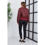 Banada Moda Kadın Çift Kumaşlı Fermuarlı Spor Ceket - XS - Bordo