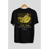 Banana Arka Baskılı Siyah Oversize T-Shirt Erkek Kadın Pamuk Bisiklet Yaka Tişort - XL