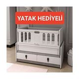 Banana Baby Yatak Hediyeli Mars Asansörlü 60*120 Anneyanı Sallanır Sabitlenir Iki Çekmeceli Beşikk - Gri