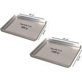 BANAZMETAL Alüminyum Baklava Tepsisi - 2 li - 35X45X3 cm 1000 gr ve 30X40X3 cm 800 gr