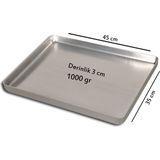 Banazmetal - Alüminyum Baklava Tepsisi - 5 Adet - 35X45X3 cm - 1000 gr - 35 x 45 cm - Gri
