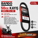 Bando 50CC Scooter Varyatör Kayışı 669X18X30 Arora Kuba Mondial Rks 50 80 100 125 150 Uyumlu - 164 - 0 - Siyah